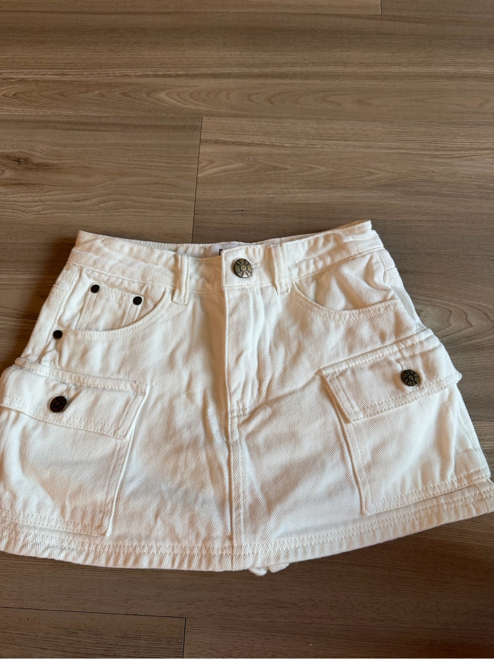 White Cargo Pocket Mini Skirt
